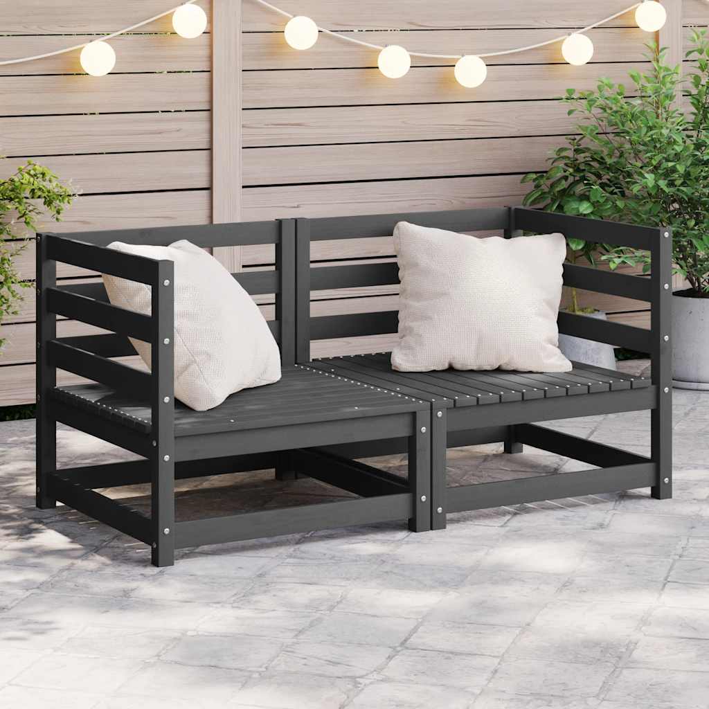 vidaXL Garden Corner Sofas 2 pcs. Grey Solid Pine Wood