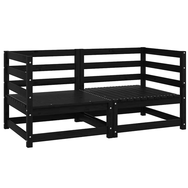 vidaXL Garden Corner Sofas 2 pcs. Black Solid Pine Wood