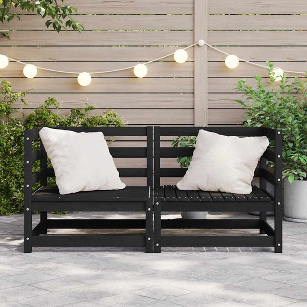vidaXL Garden Corner Sofas 2 pcs. Black Solid Pine Wood
