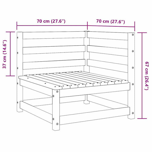 vidaXL Garden Corner Sofas 2 pcs. Black Solid Pine Wood