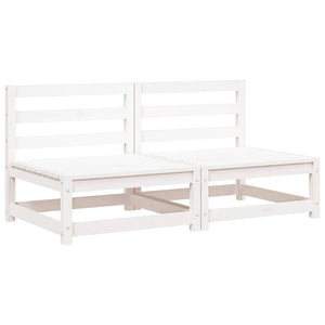vidaXL Garden Middle Sofas 2 pcs White Solid Pine Wood