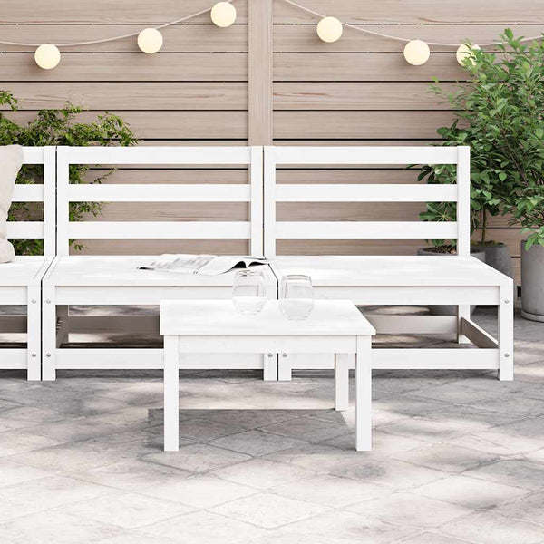 vidaXL Garden Middle Sofas 2 pcs White Solid Pine Wood