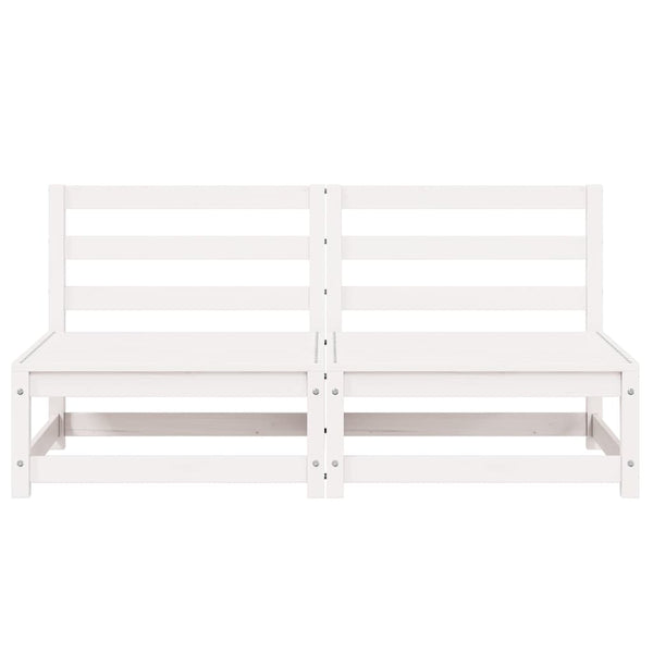 vidaXL Garden Middle Sofas 2 pcs White Solid Pine Wood