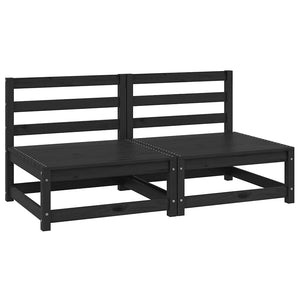 vidaXL Garden Center Sofas 2 pcs. Black Solid Pine Wood