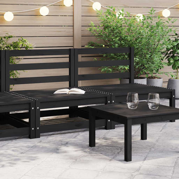 vidaXL Garden Center Sofas 2 pcs. Black Solid Pine Wood