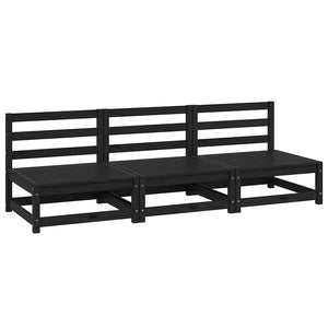 vidaXL Garden Center Sofas 3 pcs. Black Solid Pine Wood