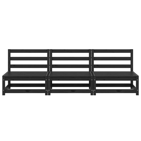 vidaXL Garden Center Sofas 3 pcs. Black Solid Pine Wood