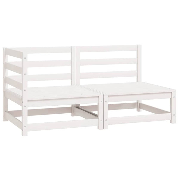 vidaXL 2-Piece Garden Lounge Set White Solid Pine Wood