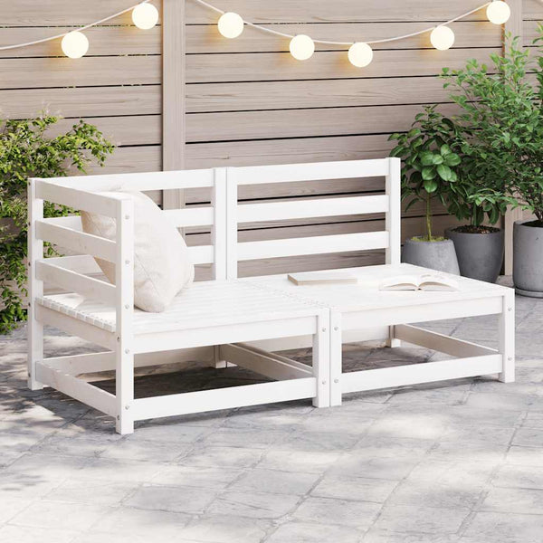 vidaXL 2-Piece Garden Lounge Set White Solid Pine Wood
