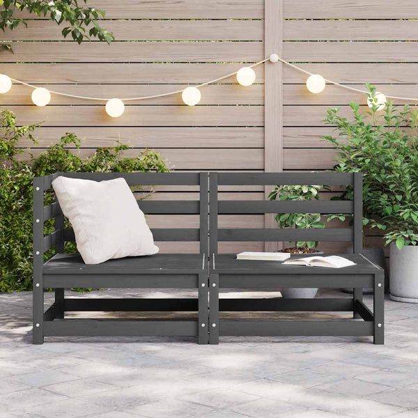 vidaXL 2-piece Garden Lounge Set Grey Solid Pine Wood