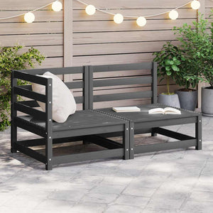 vidaXL 2-piece Garden Lounge Set Grey Solid Pine Wood