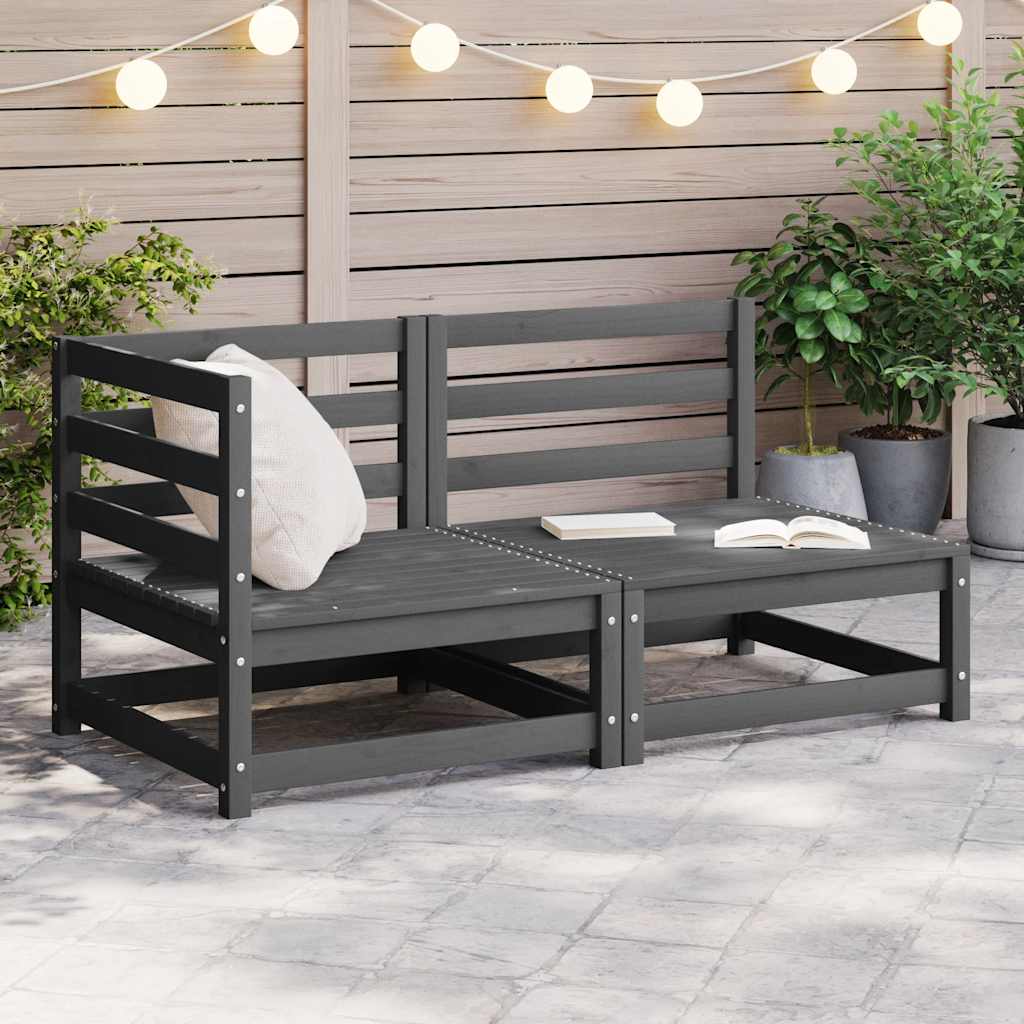 vidaXL 2-piece Garden Lounge Set Grey Solid Pine Wood