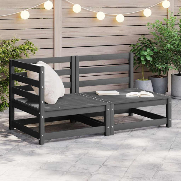 vidaXL 2-piece Garden Lounge Set Grey Solid Pine Wood