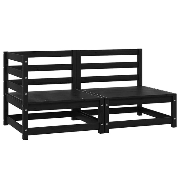 vidaXL 2-Piece Garden Lounge Set Black Solid Pine Wood
