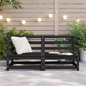 vidaXL 2-Piece Garden Lounge Set Black Solid Pine Wood