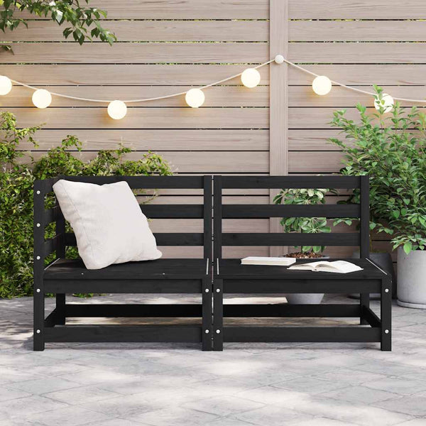 vidaXL 2-Piece Garden Lounge Set Black Solid Pine Wood