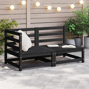 vidaXL 2-Piece Garden Lounge Set Black Solid Pine Wood