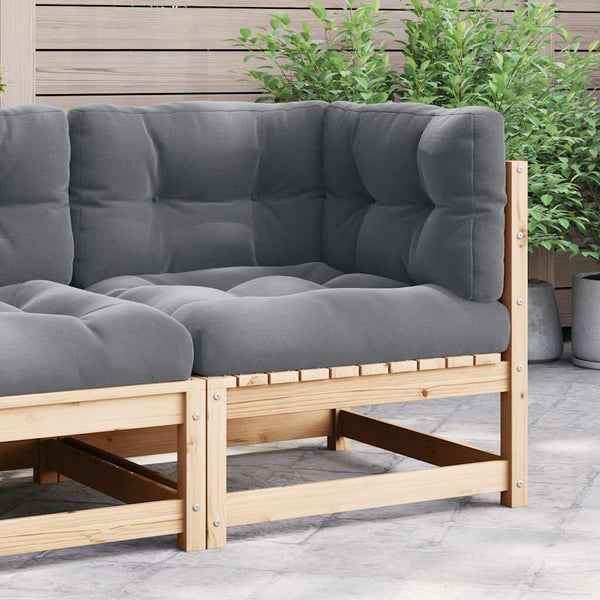 vidaXL Garden Corner Sofa with Grey Cushions Solid Pine Wood