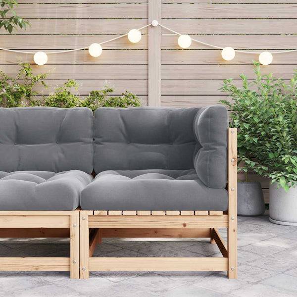 vidaXL Garden Corner Sofa with Grey Cushions Solid Pine Wood