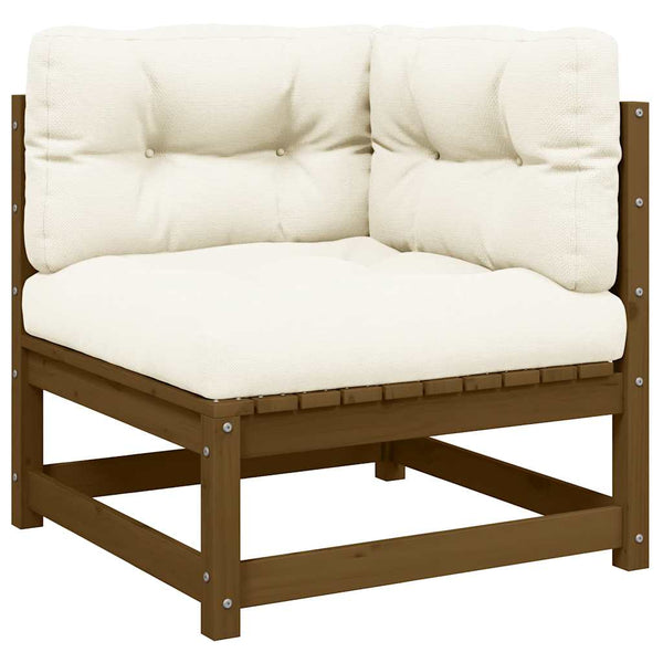 vidaXL Garden Corner Sofa with Cream Cushions Solid Pine Wood