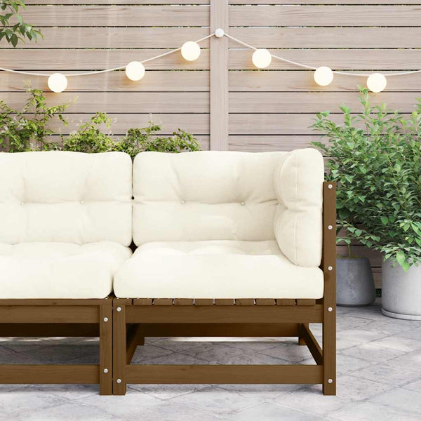 vidaXL Garden Corner Sofa with Cream Cushions Solid Pine Wood