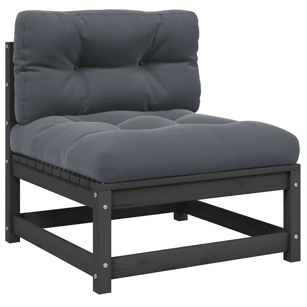 vidaXL Garden Middle Sofa with Anthracite Cushions Grey Solid Pine Wood
