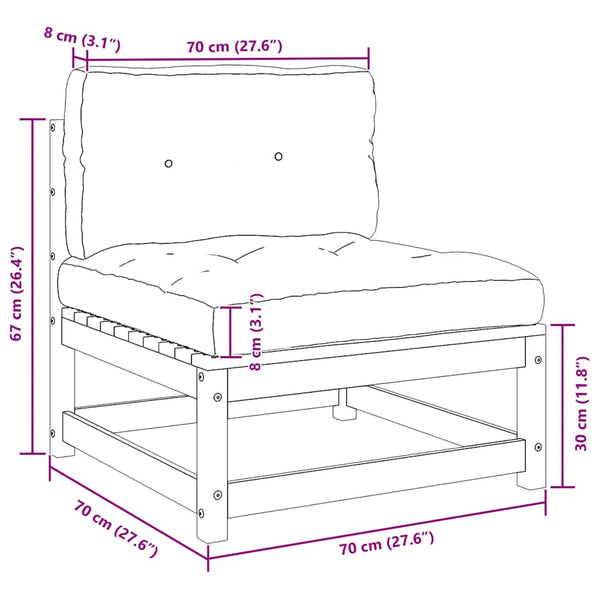 vidaXL Garden Center Sofa with Cushions Solid Pine Wood