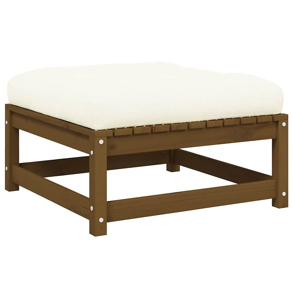 vidaXL Garden Footstool with Cushion Honey Brown Solid Pine Wood
