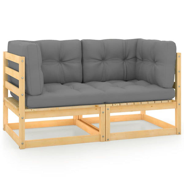vidaXL 2-Seater Garden Sofa with Cushions Solid Pine Wood