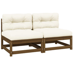 vidaXL Garden Center Sofas with Cream Cushions 2 pcs Solid Pine Wood