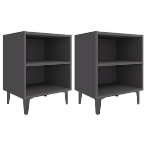 Graue Nachttische mit Metallbeinen, 2er-Set