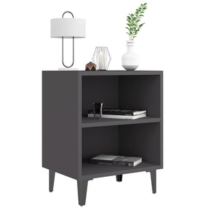 Graue Nachttische mit Metallbeinen, 2er-Set