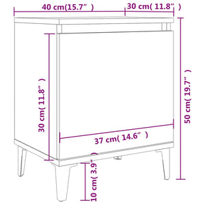 Grauer Nachttisch mit Metallbeinen 40x30x50 cm