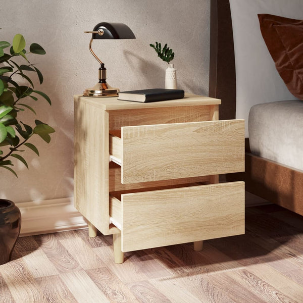 Sonoma Eiche Nachttisch mit Holzbeinen
