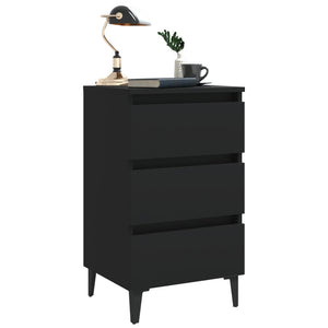 Schwarze Nachttische mit Metallbeinen, 2er-Set