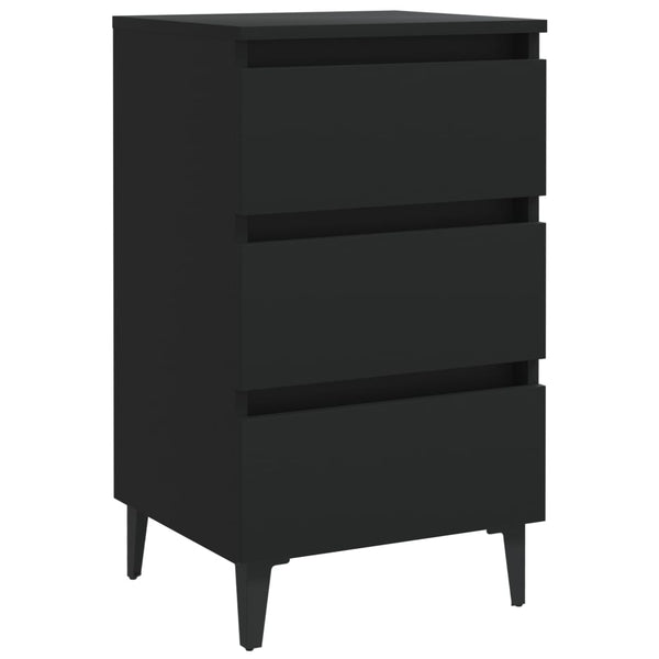 Schwarze Nachttische mit Metallbeinen, 2er-Set