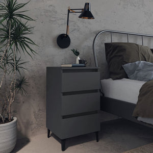 Graue Nachttische mit Metallbeinen, 2er-Set