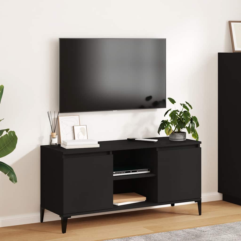 vidaXL TV Cabinet with Metal Legs Black 103.5x35x50 cm