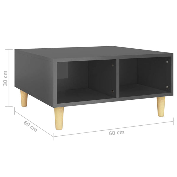 vidaXL Coffee Table High Gloss Grey 60x60x30 cm Engineered Wood