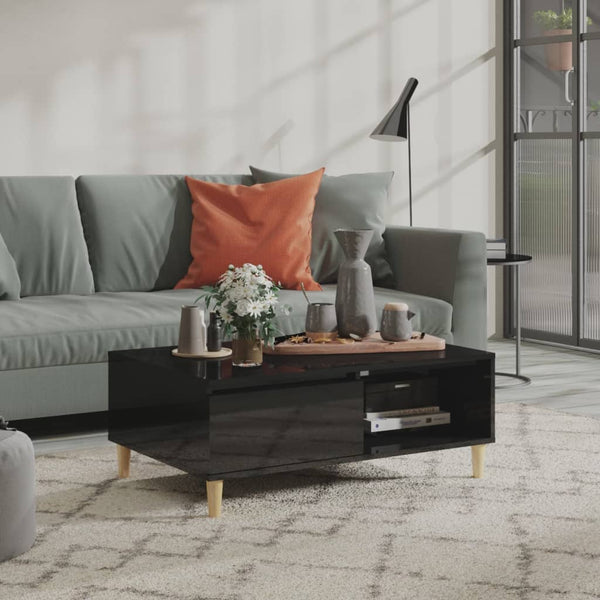 vidaXL Coffee Table High Gloss Black 90x60x35 cm Engineered Wood