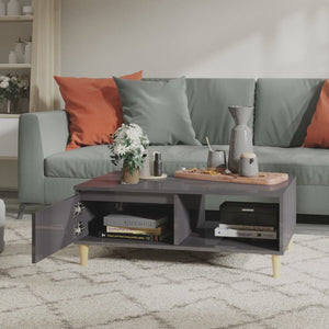 vidaXL Coffee Table High-Gloss Grey 90x60x35 cm Engineered Wood