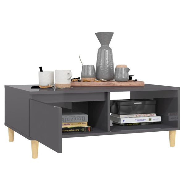 vidaXL Coffee Table High-Gloss Grey 90x60x35 cm Engineered Wood