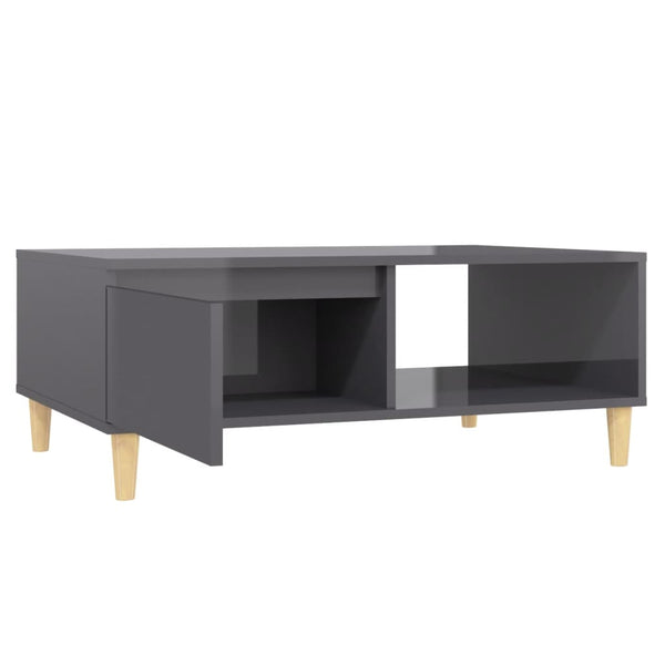 vidaXL Coffee Table High-Gloss Grey 90x60x35 cm Engineered Wood