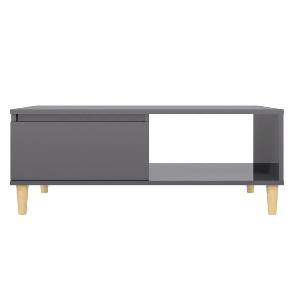 vidaXL Coffee Table High-Gloss Grey 90x60x35 cm Engineered Wood