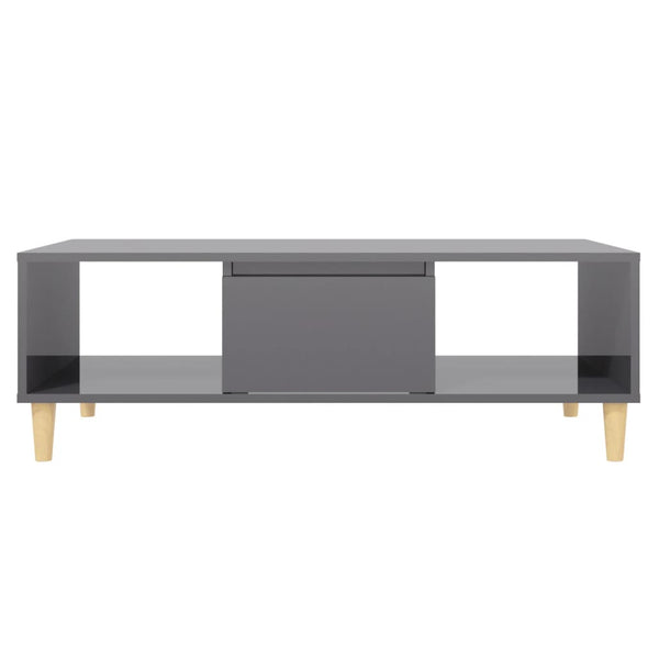 vidaXL Coffee Table High Gloss Grey 103.5x60x35 cm Engineered Wood