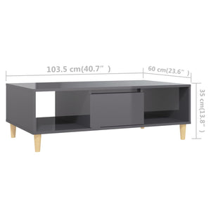 vidaXL Coffee Table High Gloss Grey 103.5x60x35 cm Engineered Wood