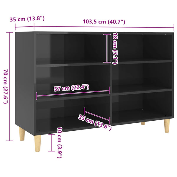 Sideboard Schwarz Hochglanz 103,5 cm