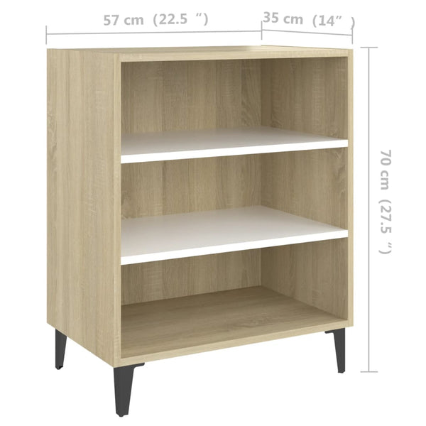 Sideboard Weiß & Sonoma-Eiche, 57 cm