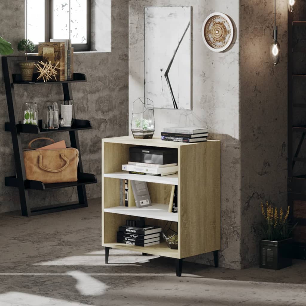 Sideboard Weiß & Sonoma-Eiche, 57 cm