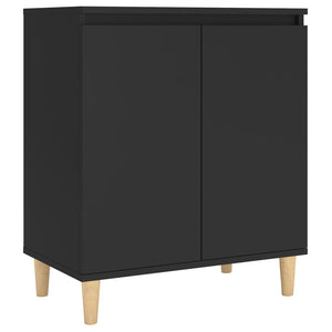 Schwarzes Sideboard mit Holzbeinen 60x35x70 cm